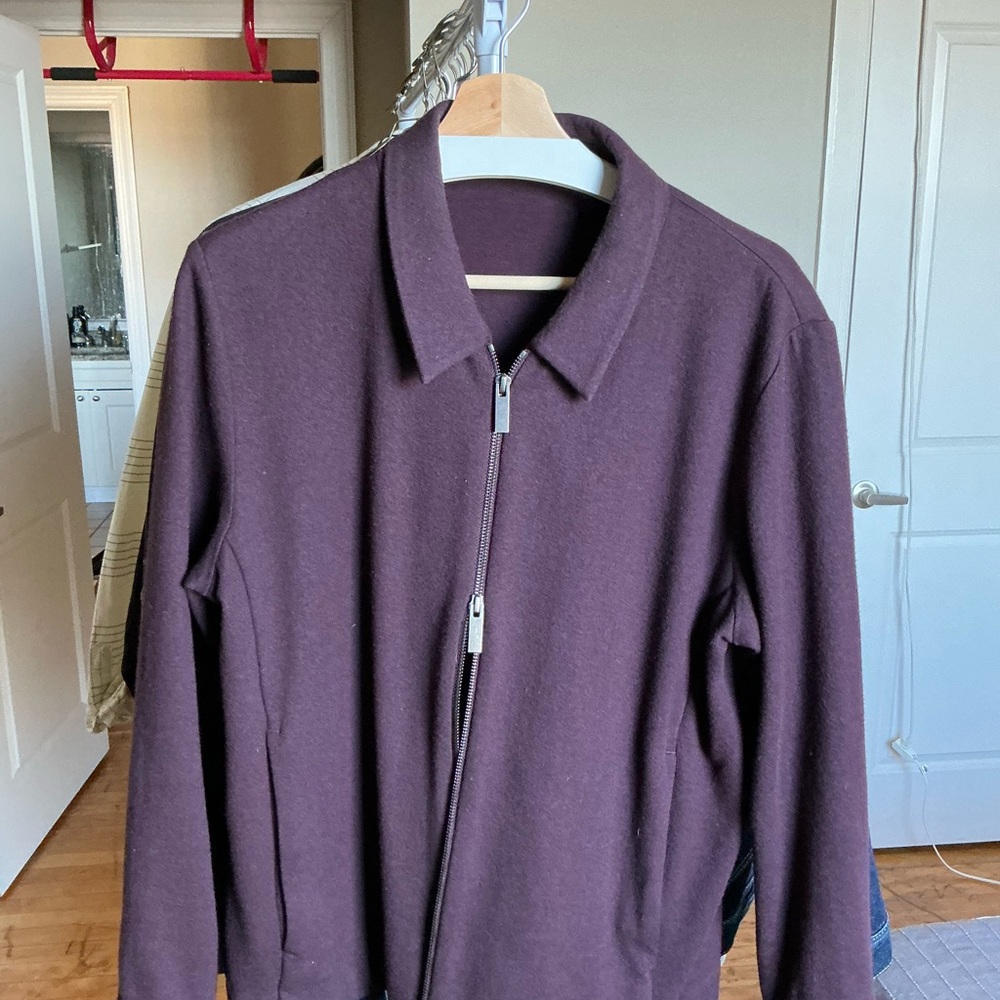 Men's COS boiled wool blouson jacket in wine red
